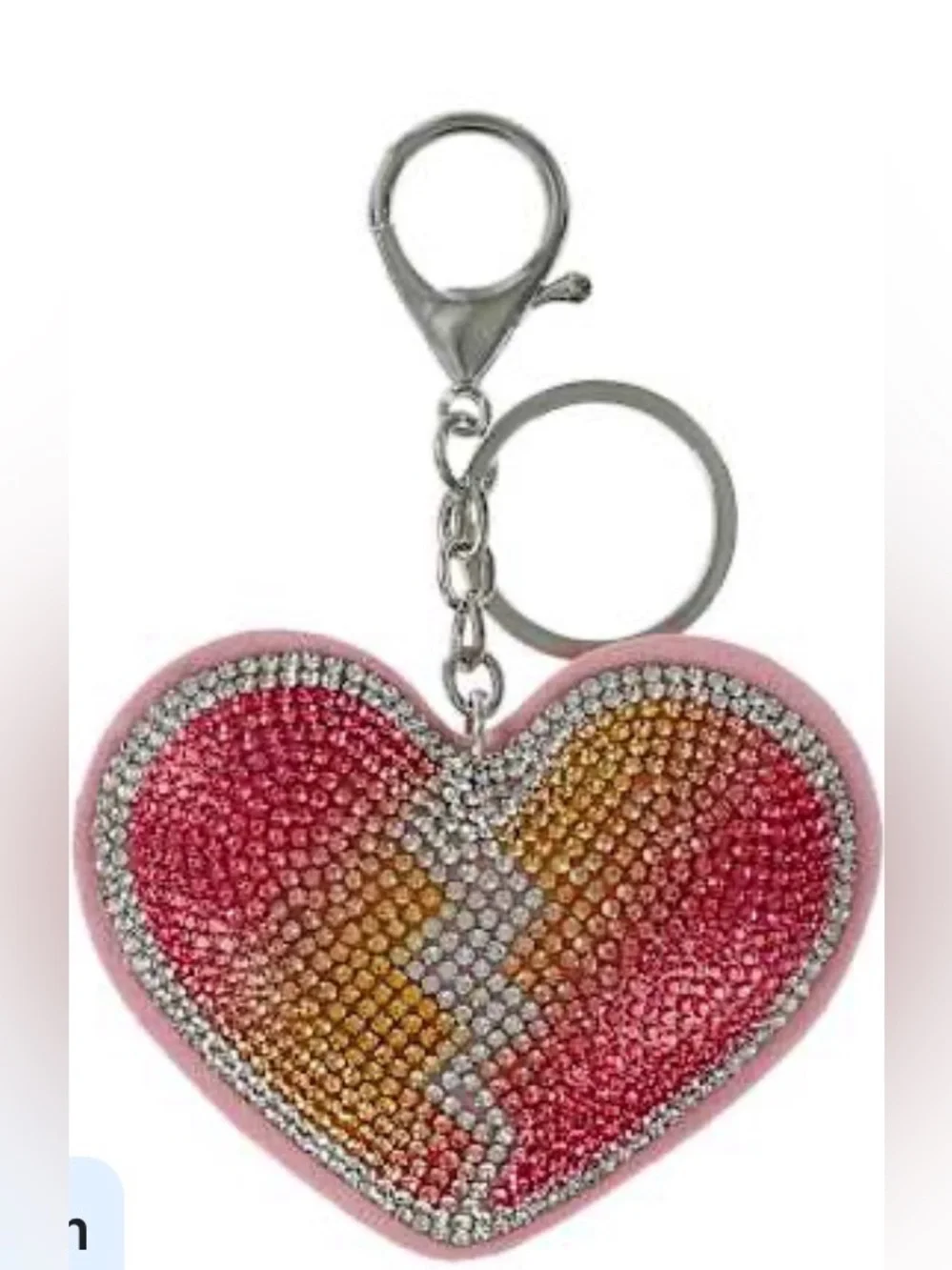NEW Sparkling Heart Keychain - Bag Charm in Pink and Gold